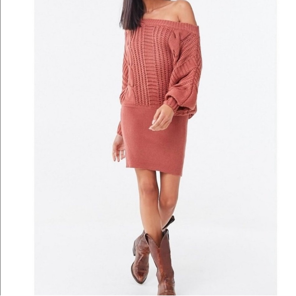 Forever 21 Off Shoulder Mini Sweater Dress